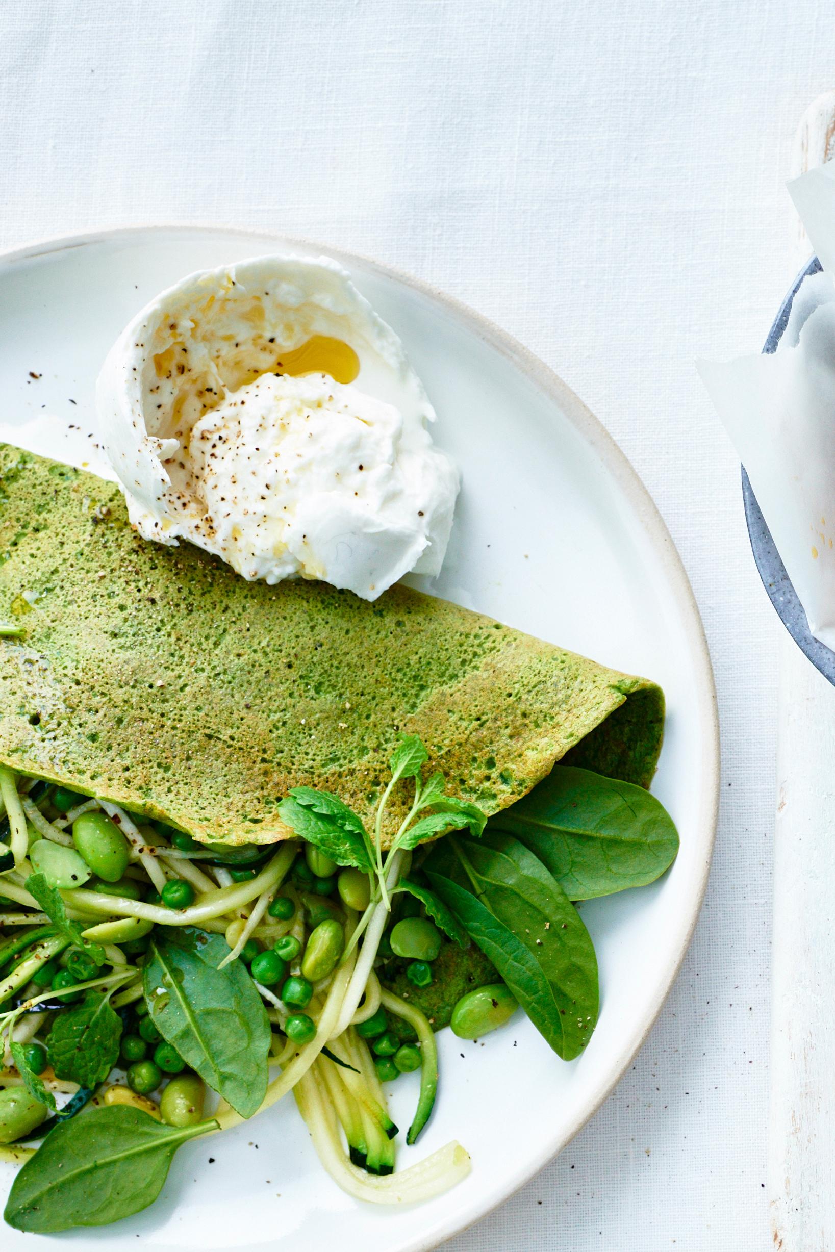 Spinaziepannenkoekjes met burrata